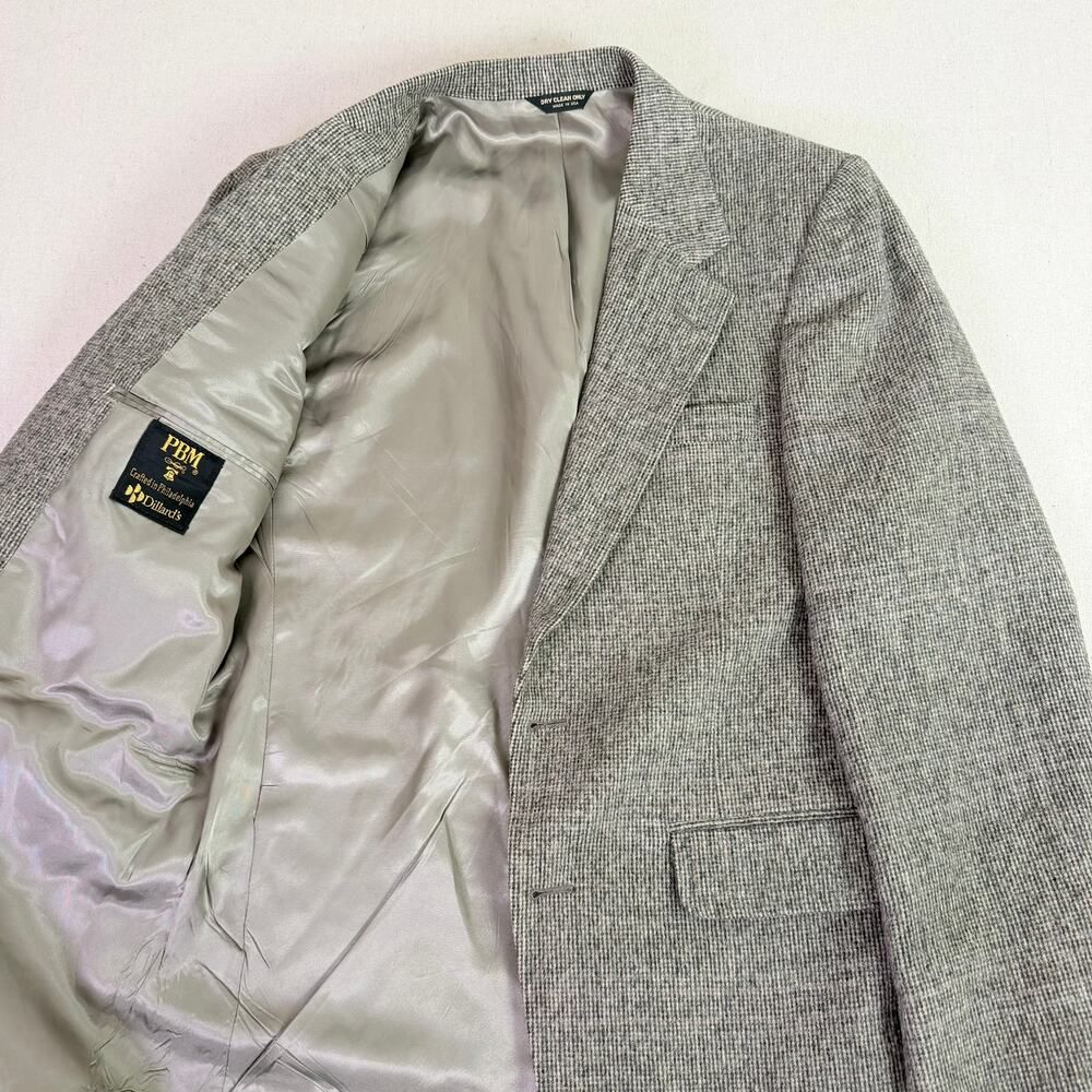 Vintage PBM 100% Camel Hair Blazer Men's 40R Gray Textured Sport Coat USA Union